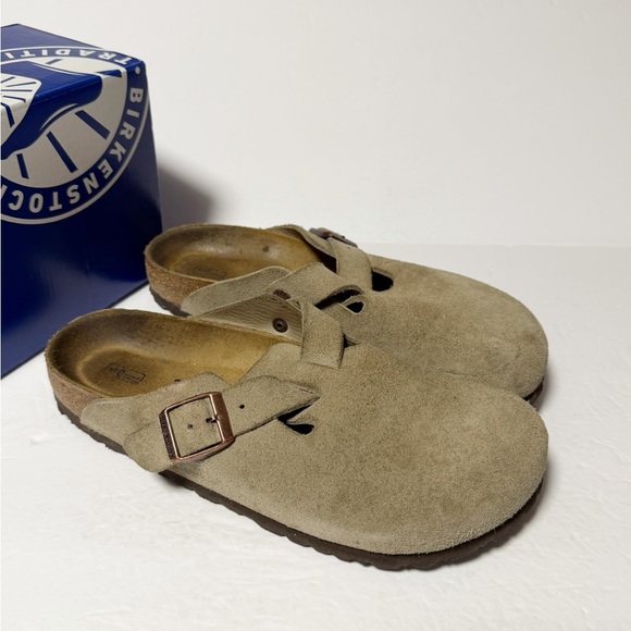 Birkenstock Shoes - Birkenstock Softbed Suede Leather Mules Women’s Sandals